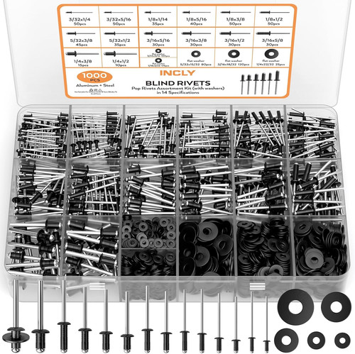 1000pcs black pop rivets - black,