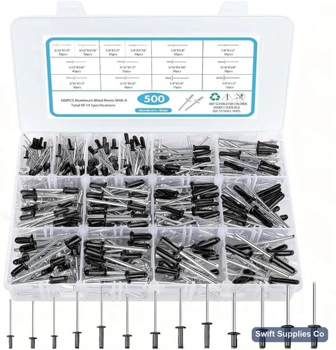 500pcs pop rivets - rivets, assortment