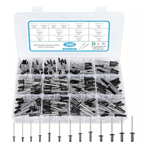 500pcs pop rivets assortment - 500pcs,