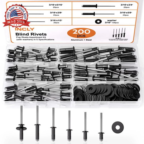 200pcs inches pop rivets - 3/16,
